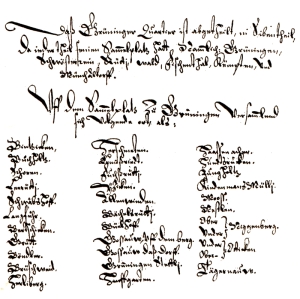 Mobilmachungsangaben zur Militärkarte von 1667